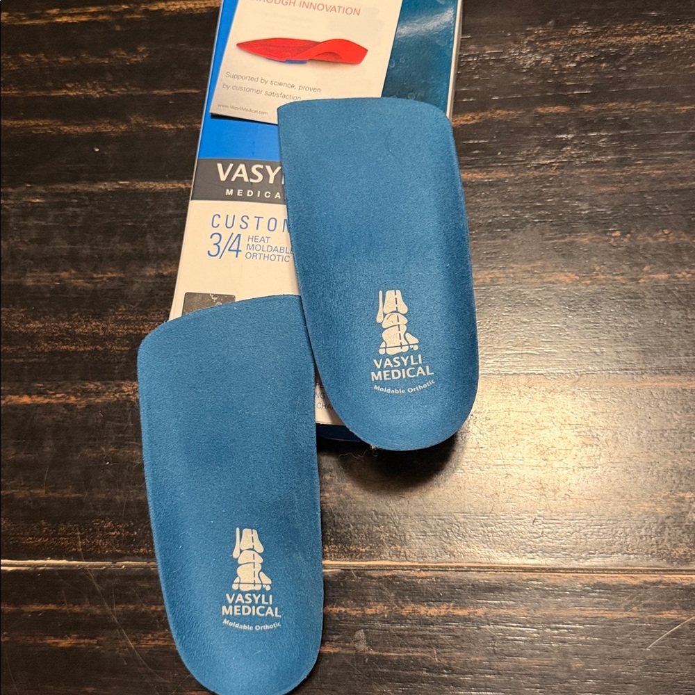 VASILY Unisex 3/4 Blue Orthotic Insoles medium moldable custom inserts for shoes